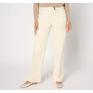 Susan Graver Regular Stretch Denim Wide Leg Jean - Ecru - a world of fashionable women's clothing, including a wide selection of dresses and trendy accessories.> Hat