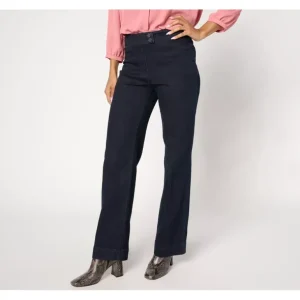 Susan Graver Regular Stretch Denim Wide Leg Jean - Indigo - a world of fashionable women's clothing, including a wide selection of dresses and trendy accessories.> Hat
