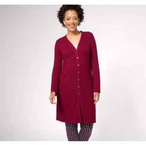 Susan Graver Regular Sweater Rib Knit Button-Front Duster Cardigan - a world of fashionable women's clothing, including a wide selection of dresses and trendy accessories.> Hat