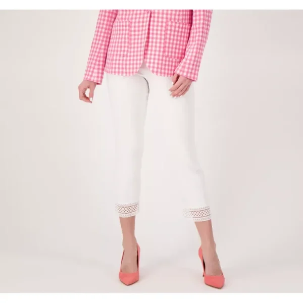 Susan Graver Regular Ultra Stretch Crop Pant with Crochet Trim - a world of fashionable women's clothing, including a wide selection of dresses and trendy accessories.> Hat