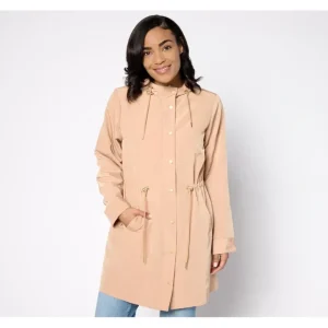 Susan Graver Regular Water Resistant Anorak Jacket with Hood - a world of fashionable women's clothing, including a wide selection of dresses and trendy accessories.> Coats