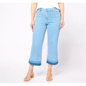 Susan Graver Regular Wide Leg Crop Jean with Released Hem - a world of fashionable women's clothing, including a wide selection of dresses and trendy accessories.> Hat