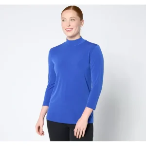 Fashion<Susan Graver Sleek Essentials Liquid Knit Mock Neck Top - a world of fashionable women's clothing, including a wide selection of dresses and trendy accessories.