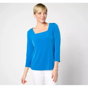 Susan Graver Sleek Essentials Liquid Knit Square Neck Top - a world of fashionable women's clothing, including a wide selection of dresses and trendy accessories.> Hat