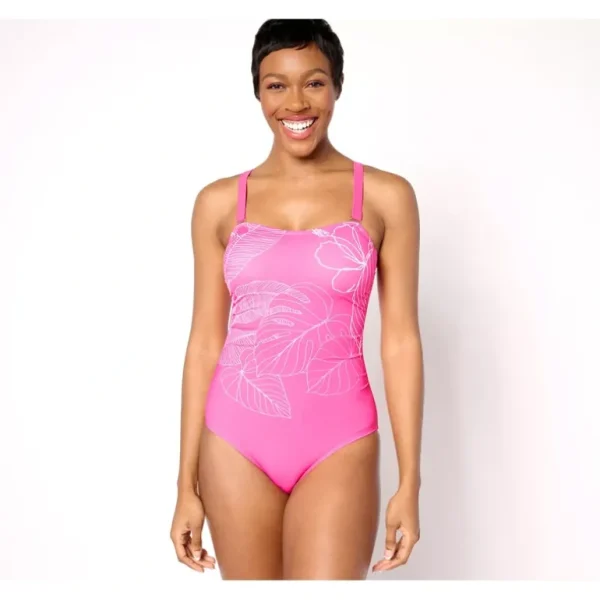 Susan Graver Soleil Embroidered Swimsuit with Removable Strap - a world of fashionable women's clothing, including a wide selection of dresses and trendy accessories.> Hat