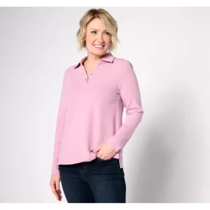 Susan Graver Split Neck Brushed Fleece Pullover with Collar - a world of fashionable women's clothing, including a wide selection of dresses and trendy accessories.> Hat