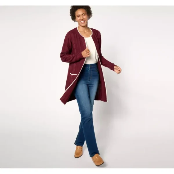 Shop All<Susan Graver Sweater Button Front Topper - a world of fashionable women's clothing, including a wide selection of dresses and trendy accessories.