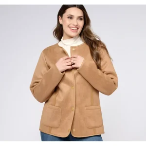 Susan Graver Weekend Bonded Faux Suede Polar Fleece Jacket - a world of fashionable women's clothing, including a wide selection of dresses and trendy accessories.> Hat
