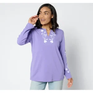 Susan Graver Weekend Embroidered French Terry Tunic - a world of fashionable women's clothing, including a wide selection of dresses and trendy accessories.> Hat
