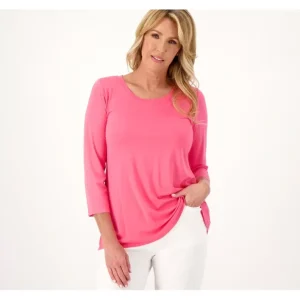Susan Graver Weekend Essentials Cool Touch Shirttail 3/4-Sleeve Top - a world of fashionable women's clothing, including a wide selection of dresses and trendy accessories.> Hat