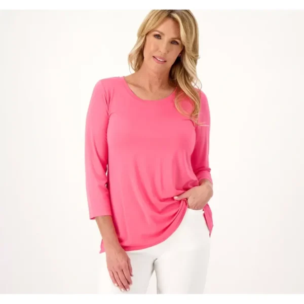 Susan Graver Weekend Essentials Cool Touch Shirttail 3/4-Sleeve Top - a world of fashionable women's clothing, including a wide selection of dresses and trendy accessories.> Hat