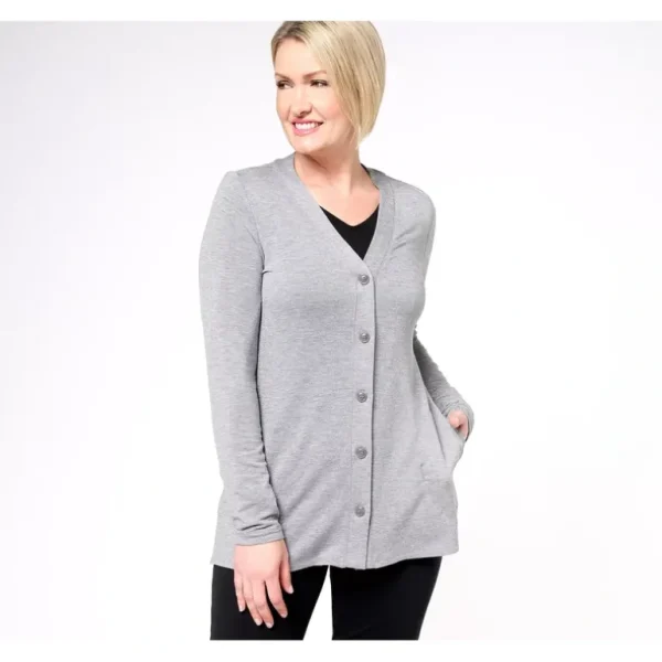 Susan Graver Weekend Pet. Textured Button-Front Tunic Cardigan - a world of fashionable women's clothing, including a wide selection of dresses and trendy accessories.> Hat