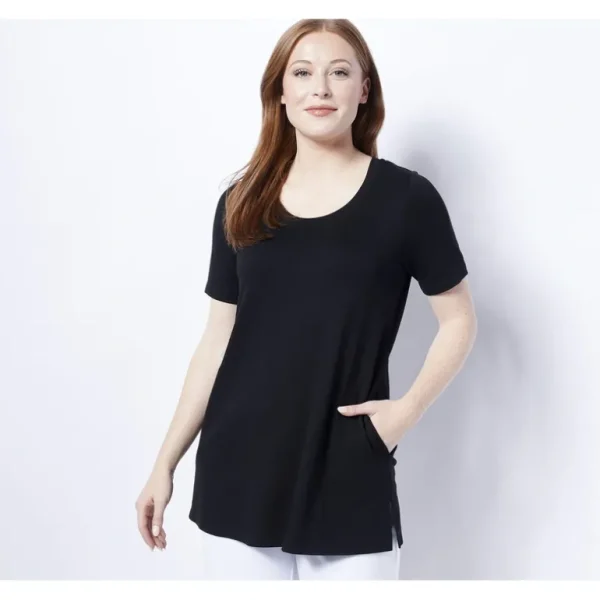 Susan Graver Weekend Petite Jersey Knit Tunic w/Pockets - a world of fashionable women's clothing, including a wide selection of dresses and trendy accessories.> Hat