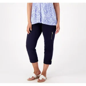 Susan Graver Weekend Petite Premium Stretch Slim Leg Crop Pants - a world of fashionable women's clothing, including a wide selection of dresses and trendy accessories.> Hat