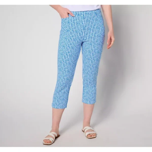 Shop All<Susan Graver Weekend Petite Printed Premium Stretch Ava Capri - a world of fashionable women's clothing, including a wide selection of dresses and trendy accessories.