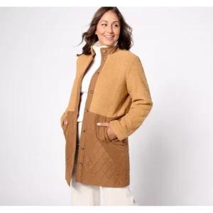 Susan Graver Weekend Polar Fleece Mixed Media Coat - a world of fashionable women's clothing, including a wide selection of dresses and trendy accessories.> Coats