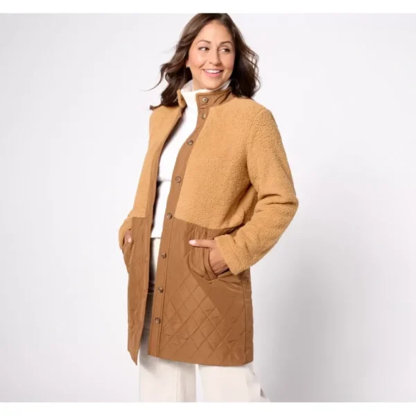 Susan Graver Weekend Polar Fleece Mixed Media Coat - a world of fashionable women's clothing, including a wide selection of dresses and trendy accessories.> Coats