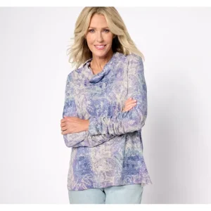 Susan Graver Weekend Printed Sweater Knit Cowl Neck Long Sleeve Top - a world of fashionable women's clothing, including a wide selection of dresses and trendy accessories.> Hat