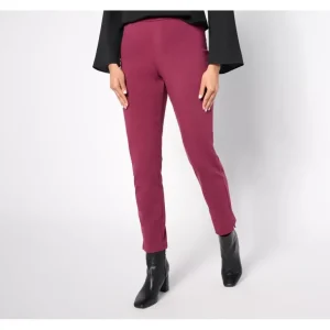 Susan Graver Weekend Regular Premium Stretch Slim Ankle Pant with Notch - a world of fashionable women's clothing, including a wide selection of dresses and trendy accessories.> Hat
