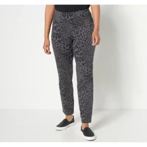 Susan Graver Weekend Regular Print or Solid Spandex Knit Slim Leg Pants - a world of fashionable women's clothing, including a wide selection of dresses and trendy accessories.> Hat