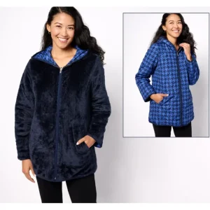 Susan Graver Weekend Reversible Quilted Woven Fleece Jacket - a world of fashionable women's clothing, including a wide selection of dresses and trendy accessories.> Hat