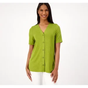Fashion<Susan Graver Weekend Textured Jersey Knit Button Front Cardigan - a world of fashionable women's clothing, including a wide selection of dresses and trendy accessories.