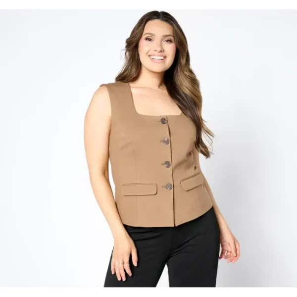 Fashion<Tailored by Susan Graver Smart Ponte 350 Vest - a world of fashionable women's clothing, including a wide selection of dresses and trendy accessories.