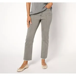 Fashion<Tall Grey Easy Stretch Straight Leg Ankle Pant - a world of fashionable women's clothing, including a wide selection of dresses and trendy accessories.