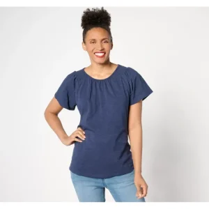Fashion<Texture Knit Round Neck Flutter Sleeve Top w/ Smocking - a world of fashionable women's clothing, including a wide selection of dresses and trendy accessories.
