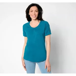 Fashion<Texture Knit Round Neck Short Sleeve Lace Detail Top - a world of fashionable women's clothing, including a wide selection of dresses and trendy accessories.