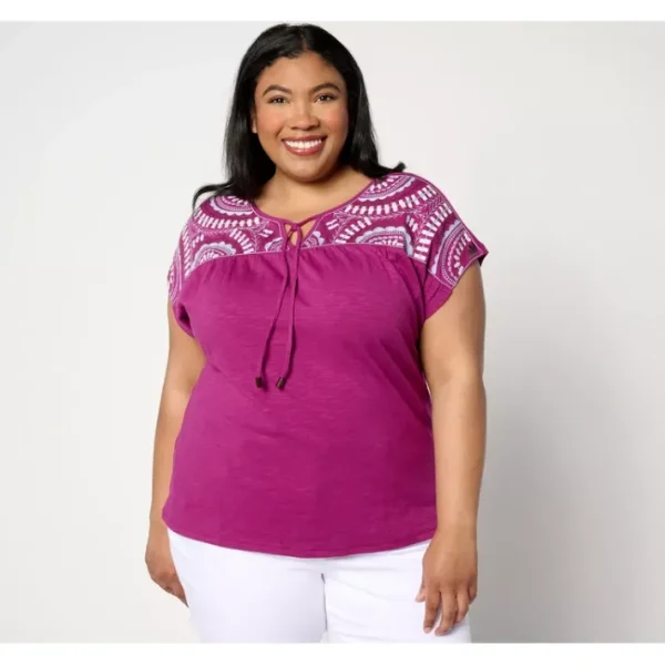 Fashion<Textured Knit Dolman-Sleeve Embroidered Top - a world of fashionable women's clothing, including a wide selection of dresses and trendy accessories.