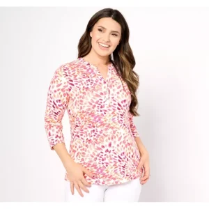 Fashion<Textured Knit 3/4-Sleeve Y-Neck Henley Top - a world of fashionable women's clothing, including a wide selection of dresses and trendy accessories.