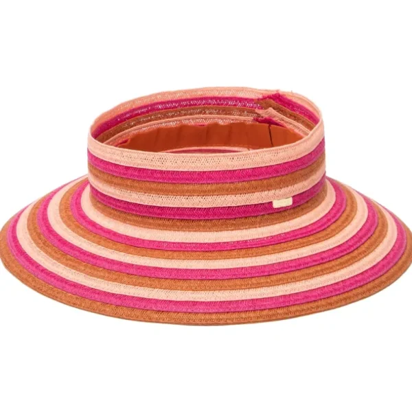 Trina by Trina Turk Marjorie S triped Wide Bri m Sun Visor - a world of fashionable women's clothing, including a wide selection of dresses and trendy accessories.> Hat