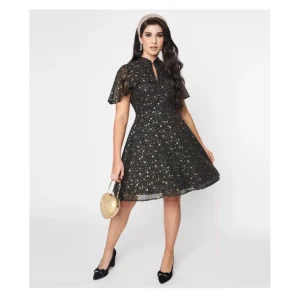 Unique Vintage Black Gold Star Capulet Fit Flare Dress - a world of fashionable women's clothing, including a wide selection of dresses and trendy accessories.> Hat