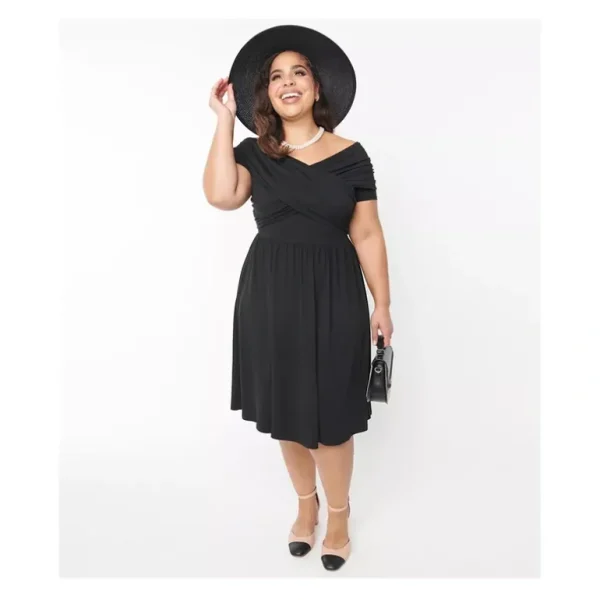 Unique Vintage Curve Black Shirred Swing Dress - a world of fashionable women's clothing, including a wide selection of dresses and trendy accessories.> Hat