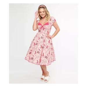 Unique Vintage Meow Moment Cotton Swing Dress in Pink Caturday - a world of fashionable women's clothing, including a wide selection of dresses and trendy accessories.> Hat