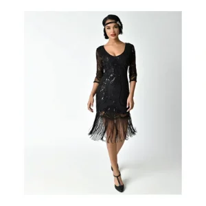 Unique Vintage Missy 1920s Black Beaded Sequin Fringe Dress - a world of fashionable women's clothing, including a wide selection of dresses and trendy accessories.> Hat