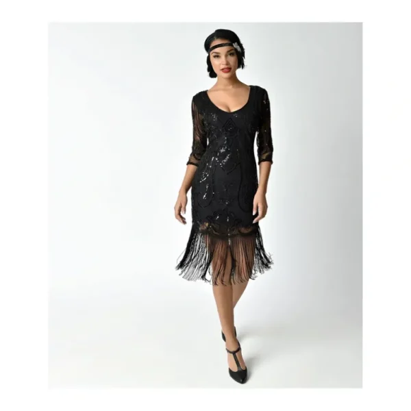 Unique Vintage Missy 1920s Black Beaded Sequin Fringe Dress - a world of fashionable women's clothing, including a wide selection of dresses and trendy accessories.> Hat
