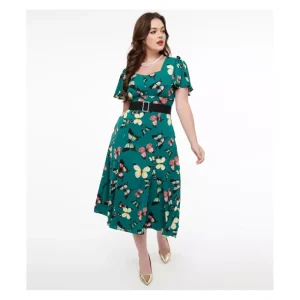 Unique Vintage Polka Dot Godet Belted Midi Dress - a world of fashionable women's clothing, including a wide selection of dresses and trendy accessories.> Hat