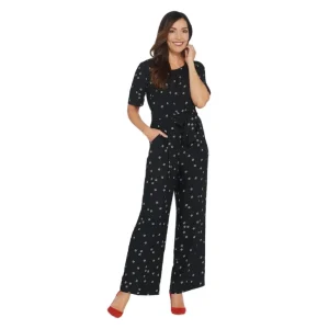 Vince Camuto Elbow Sleeve Ditsy Re-Set Belted Jumpsuit - a world of fashionable women's clothing, including a wide selection of dresses and trendy accessories.> Hat
