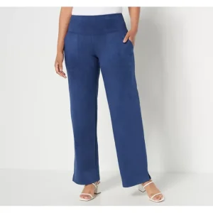 Fashion<Women with Control Regular Faux Suede Wide Leg Side Slit Pant - a world of fashionable women's clothing, including a wide selection of dresses and trendy accessories.