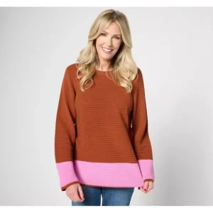 zuda EcoVero Color Blocked Sweater w/ Side Seam Zippers - a world of fashionable women's clothing, including a wide selection of dresses and trendy accessories.> Hat